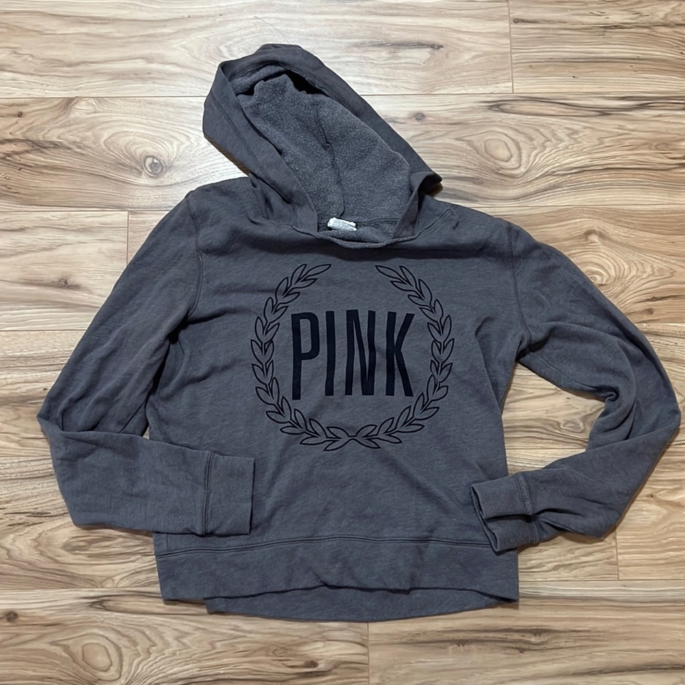 Vintage late 2000s Pink Victorias Secret lightweight hoodie grey size M